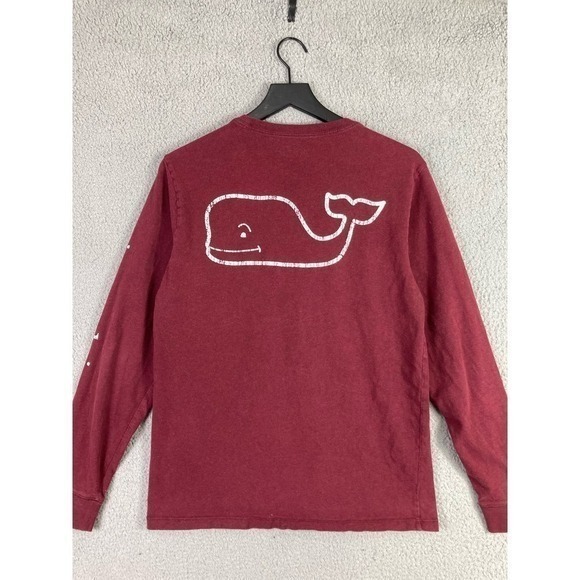 Vineyard Vines Men's Long Sleeve Maroon Red Cotton Crewneck Small Peru Made - Picture 6 of 9